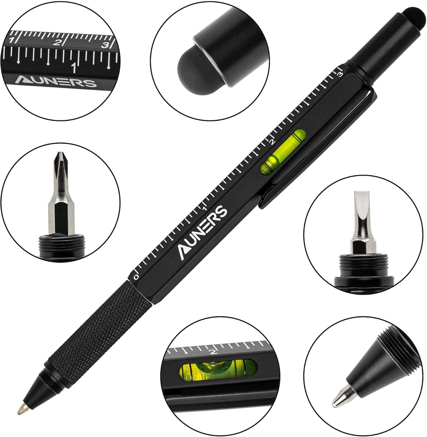 Auners Multi Tool Pen | 6-in-1 Utility Gadget | Unique Gifts for Him