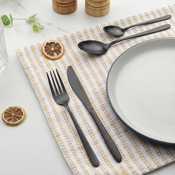 Salter Chiltern 16-Piece Cutlery Set – Matte Black Stainless Steel