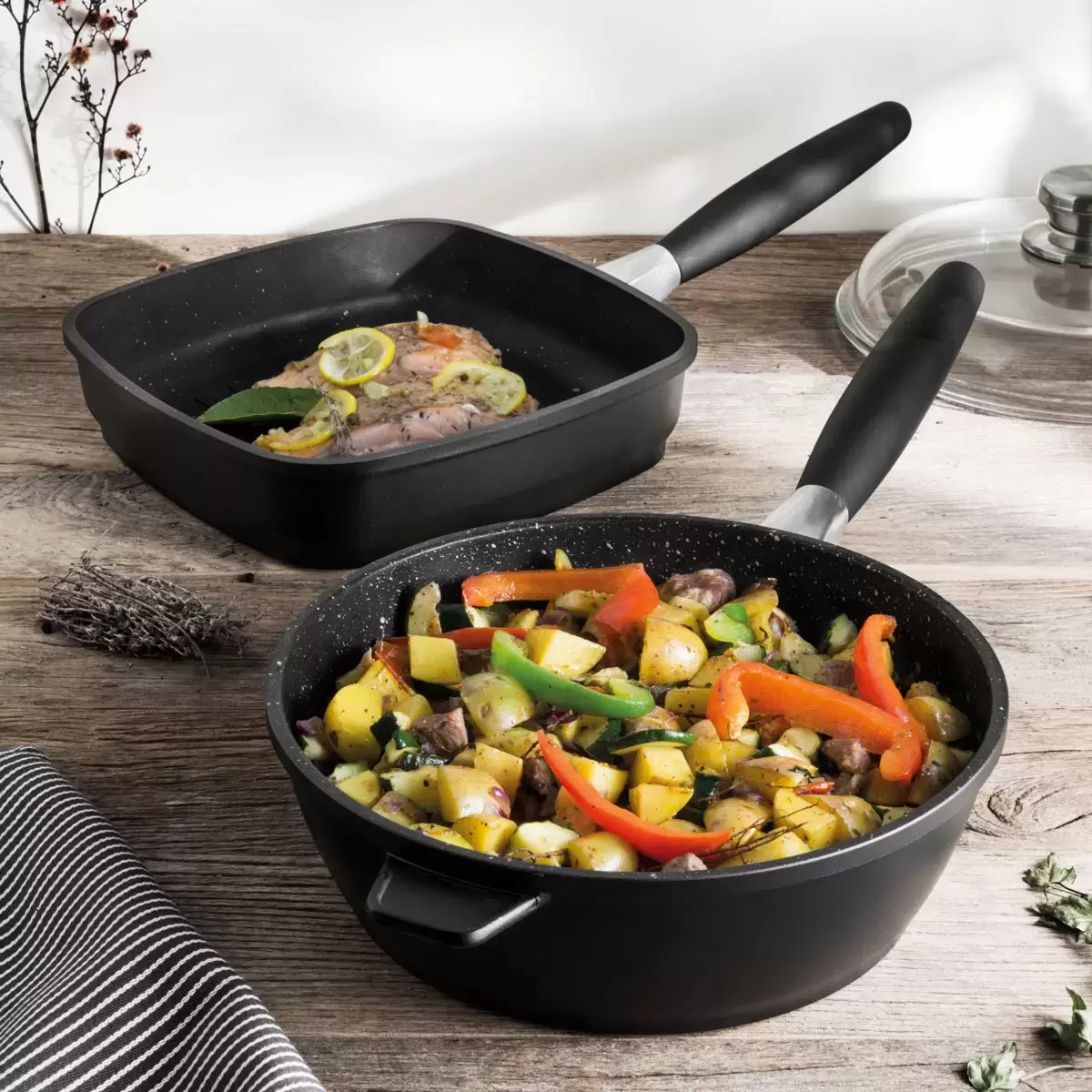 BergHOFF Champion Eurocast 7-piece non-stick cookware set with pots and pans for everyday family cooking.