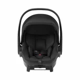 Close-up image of the adjustable headrest and 3-point safety harness on the Britax Romer Baby Safe Core i-Size infant carrier.