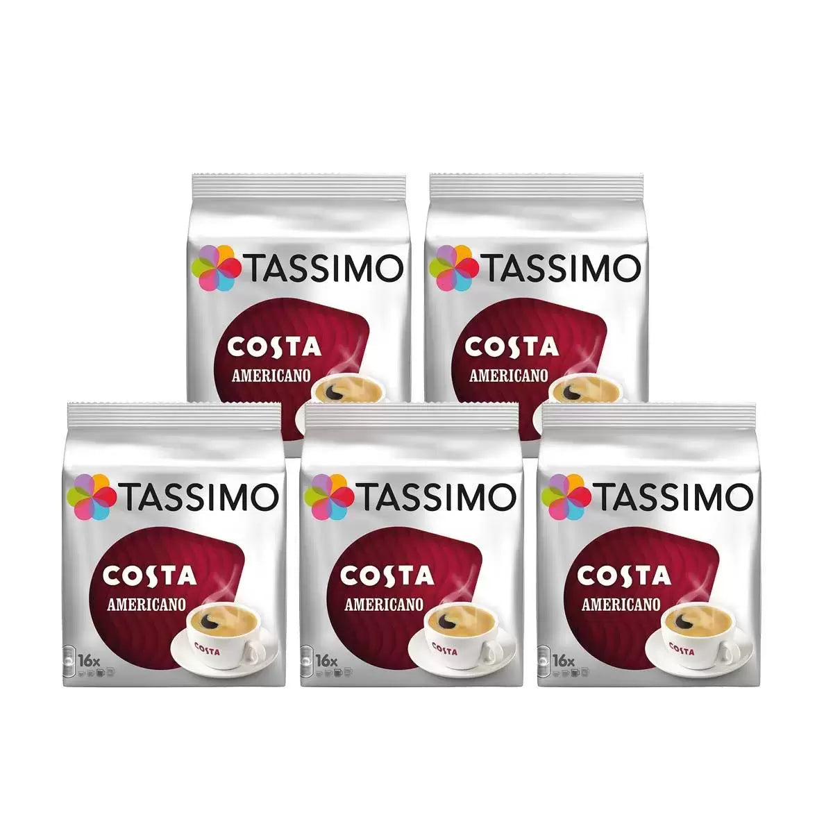 Costa Tassimo Americano Coffee Pods 80 Servings compatible coffee capsules for Tassimo machines.