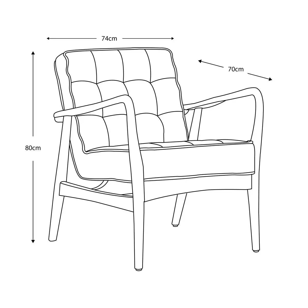 Dark grey linen armchair with wooden frame and deep cushioned seat designed for modern living room comfort