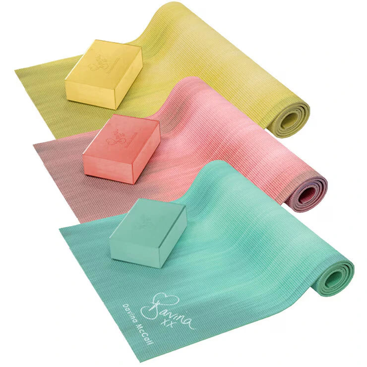 Yoga mat and block set for stability flexibility home workouts