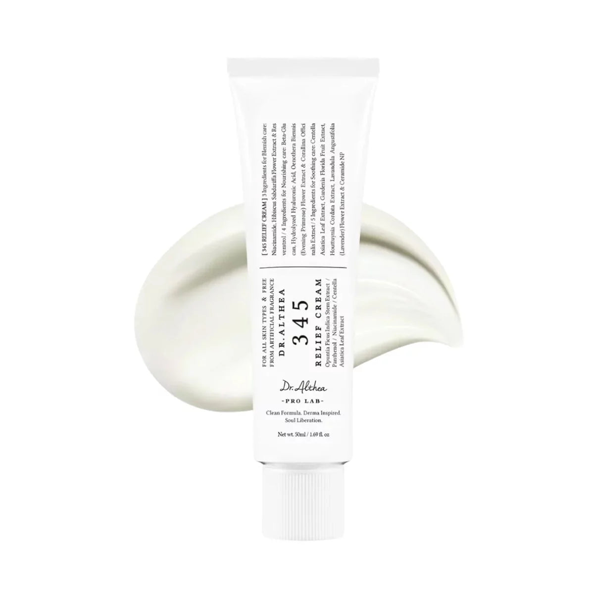 Dr Althea 345 Relief Cream jars, highlighting the clean, medical-grade packaging and the lightweight gel-cream texture.