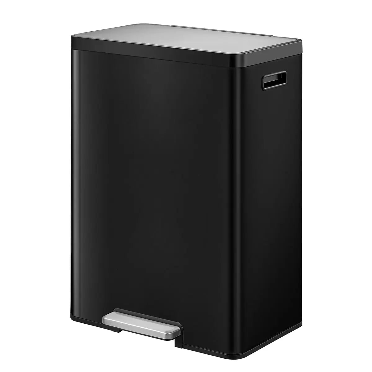 EKO Ecocasa II 40L stainless steel dual-compartment recycling bin in a modern kitchen.