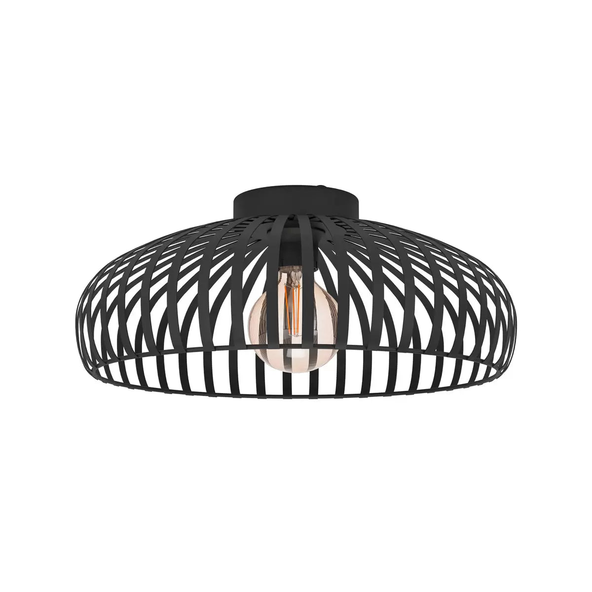 Eglo Mogano 17-inch black ceiling light providing modern ambient lighting for living rooms and contemporary interiors