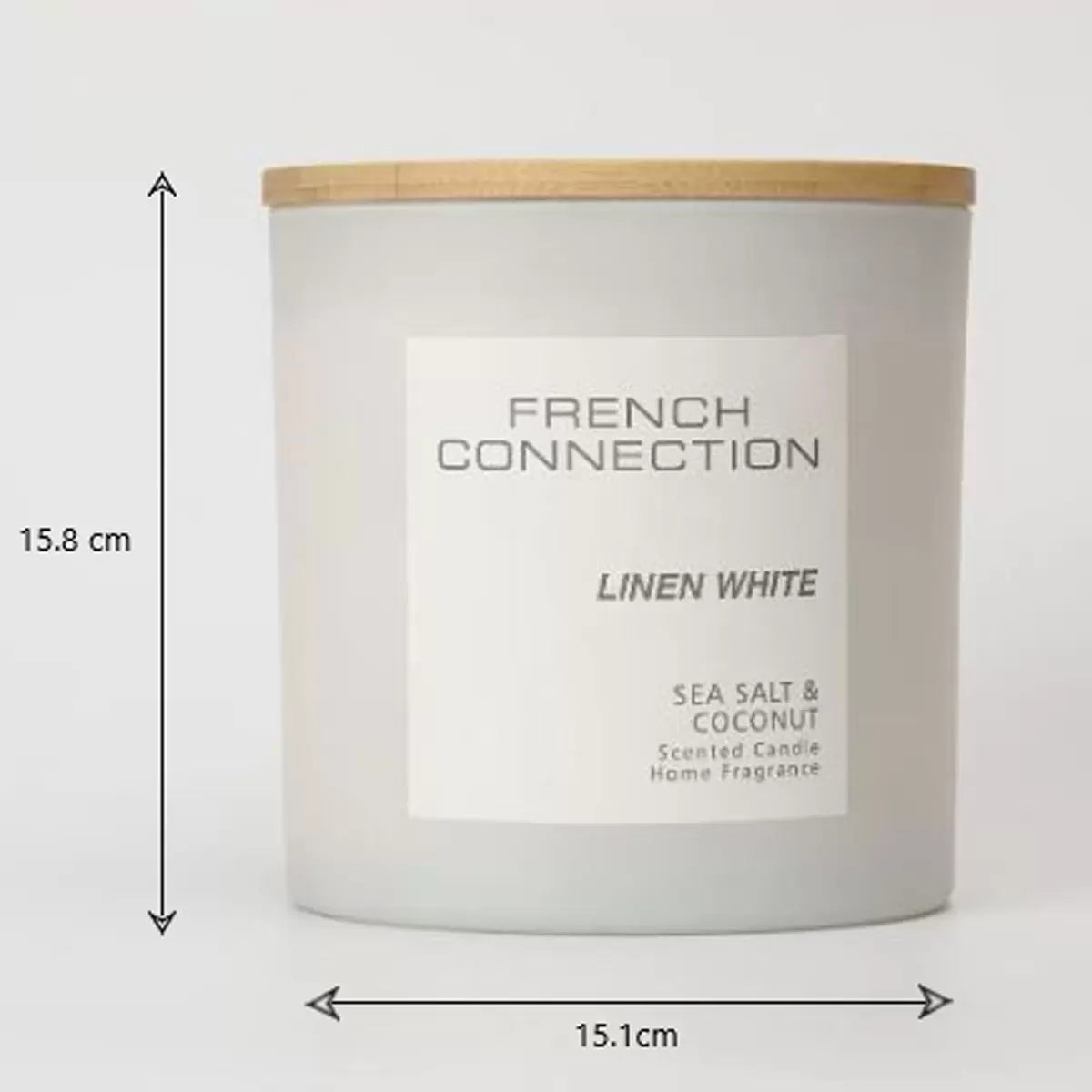 French Connection Pastel XL 4-wick scented candle with bamboo lid on display