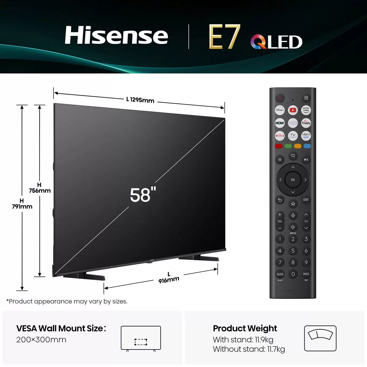 Hisense 58 Inch QLED Smart TV with 4K Ultra HD HDR display and Smart TV streaming features Hisense 58E7QTUK