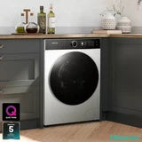 Hisense KitchenFit 5i Series WF5I9043BWFS 9kg A rated washing machine in white with large capacity and energy efficient performance .