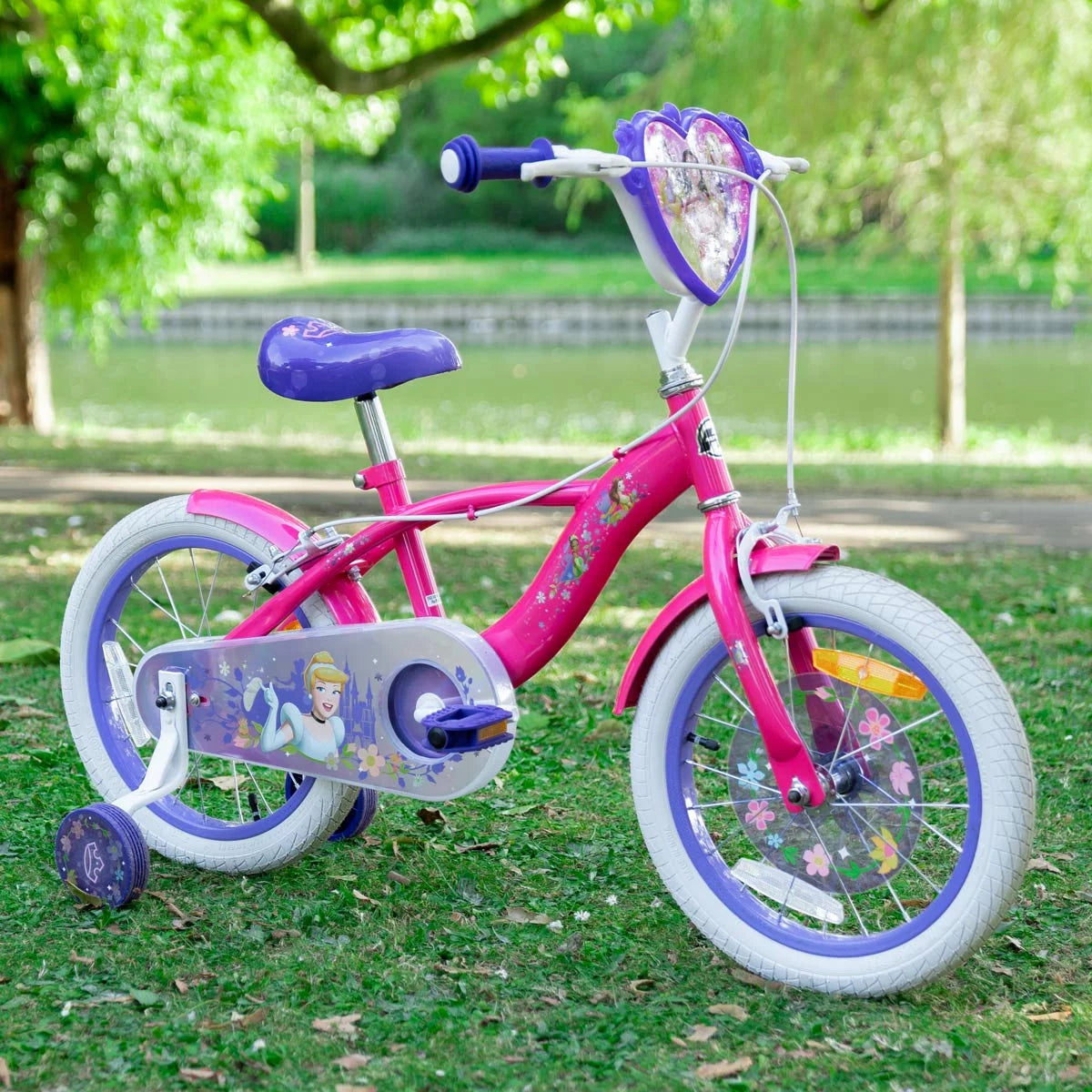Huffy Disney Princess 16 inch girls bike with stabilisers pink