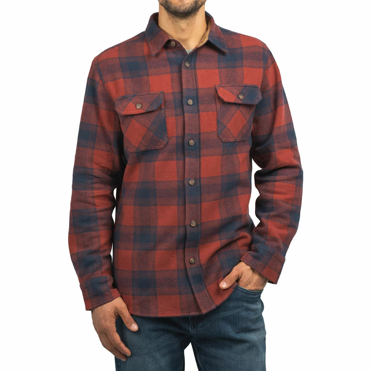 Jachs Mens Flannel Shirt & Thermal 2 Pack in soft cotton flannel with breathable thermal top and button-down shirt/3