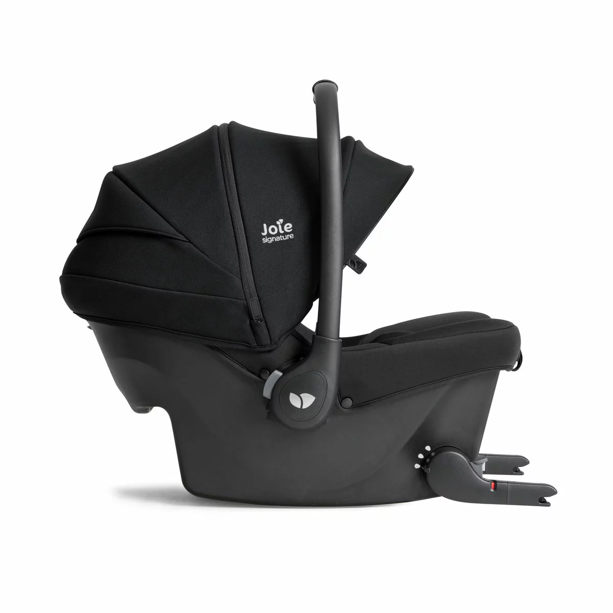 oie Sprint Signature infant carrier showing the integrated green-guided ISOFIX arms extended for direct car anchoring.