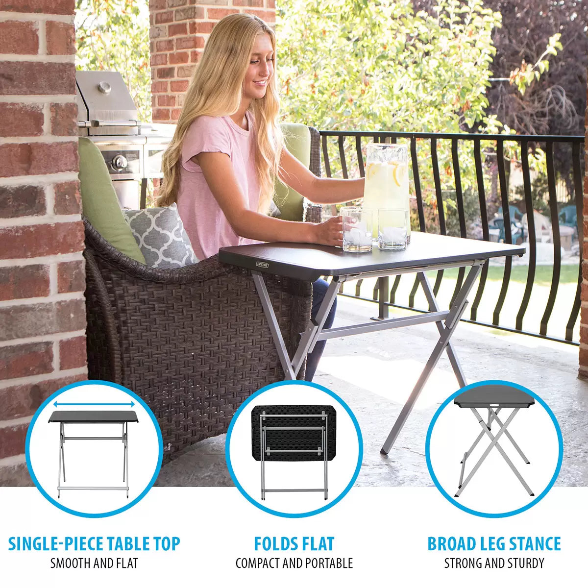 Lifetime 30 inch black personal commercial folding table for office, events, and utility use