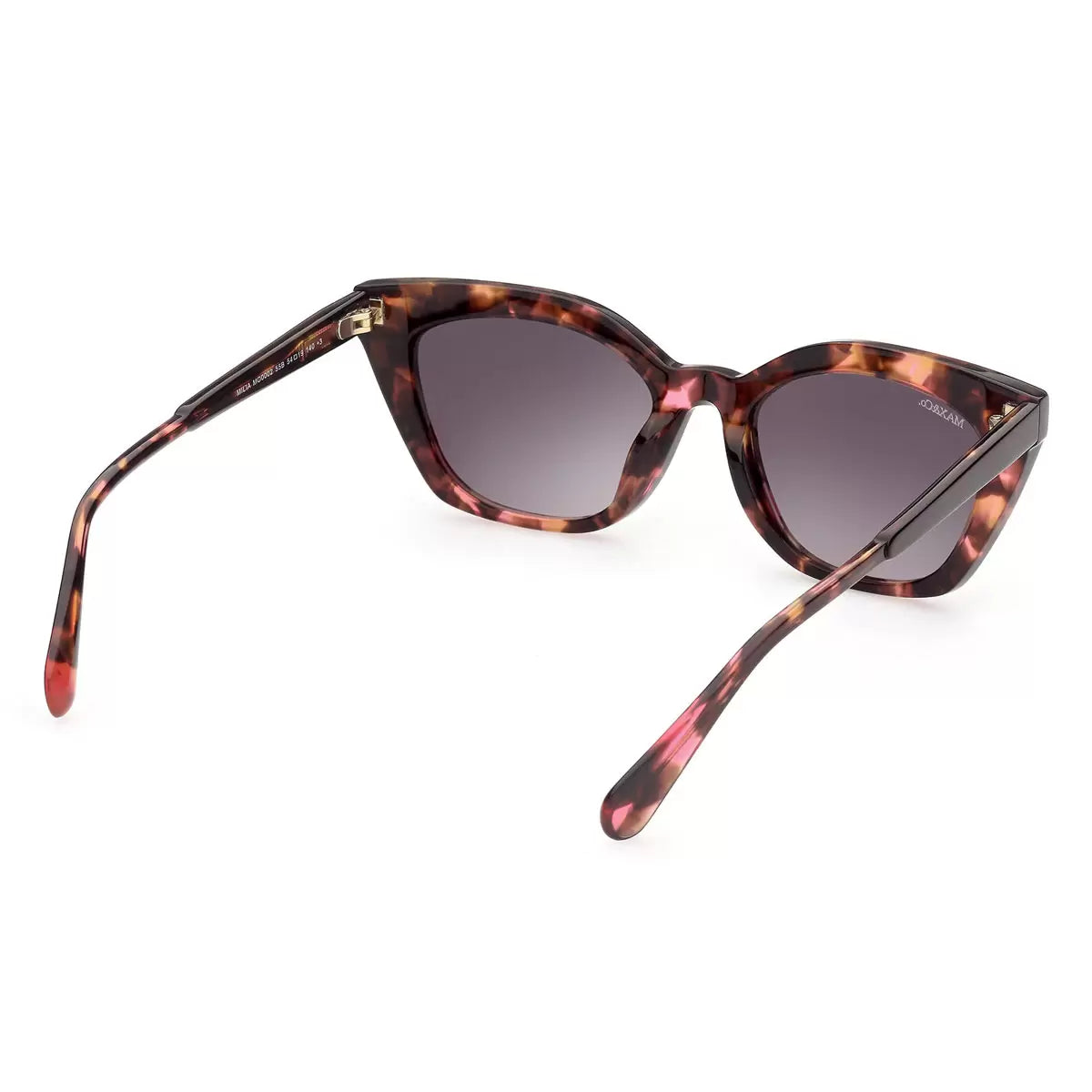 A pair of Max & Co MO0002 55B sunglasses featuring a sleek geometric frame with a polished finish, displayed from a front-facing angle.