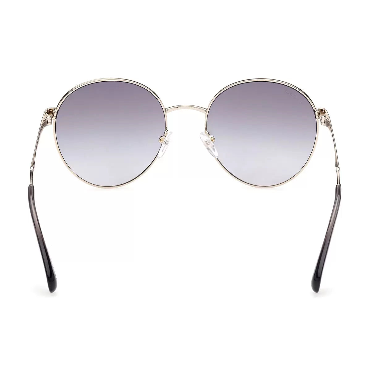 A high-resolution front view of the Max & Co MO0042 32B sunglasses featuring a refined, dark frame finish against a bright, minimalist studio backdrop.