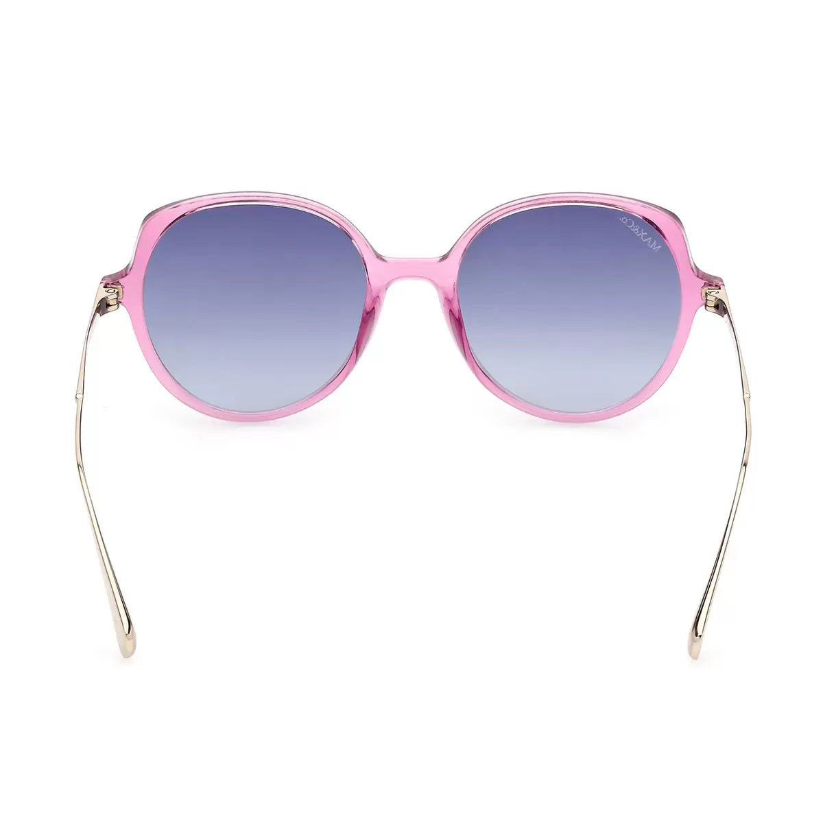 A close-up studio shot of the Max & Co MO0088 72W sunglasses in a unique 72W colorway, highlighting the smooth texture and frame curves against a clean backdrop.