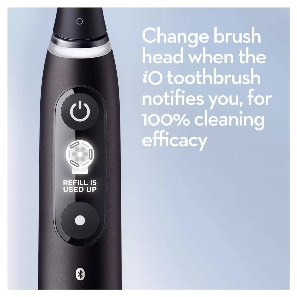The Oral-B iO Series 6 electric toothbrush in black, displayed with its travel case and brush head against a clean, professional bathroom backdrop.