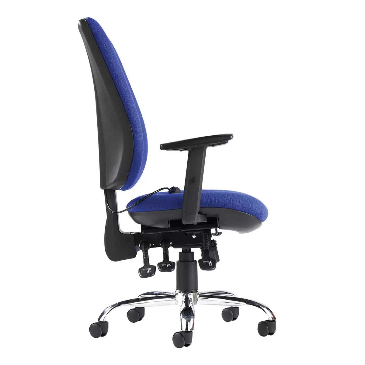 Blue Senza ergonomic asynchro task chair with mesh back, lumbar support, and adjustable height for office seating