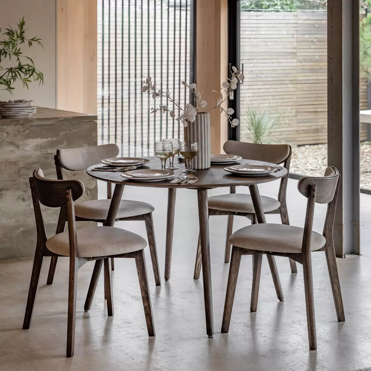 Gallery Hatfield Small Dining Table | Space-Saving Natural & Smoked Finish | Best for Compact Dining Spaces