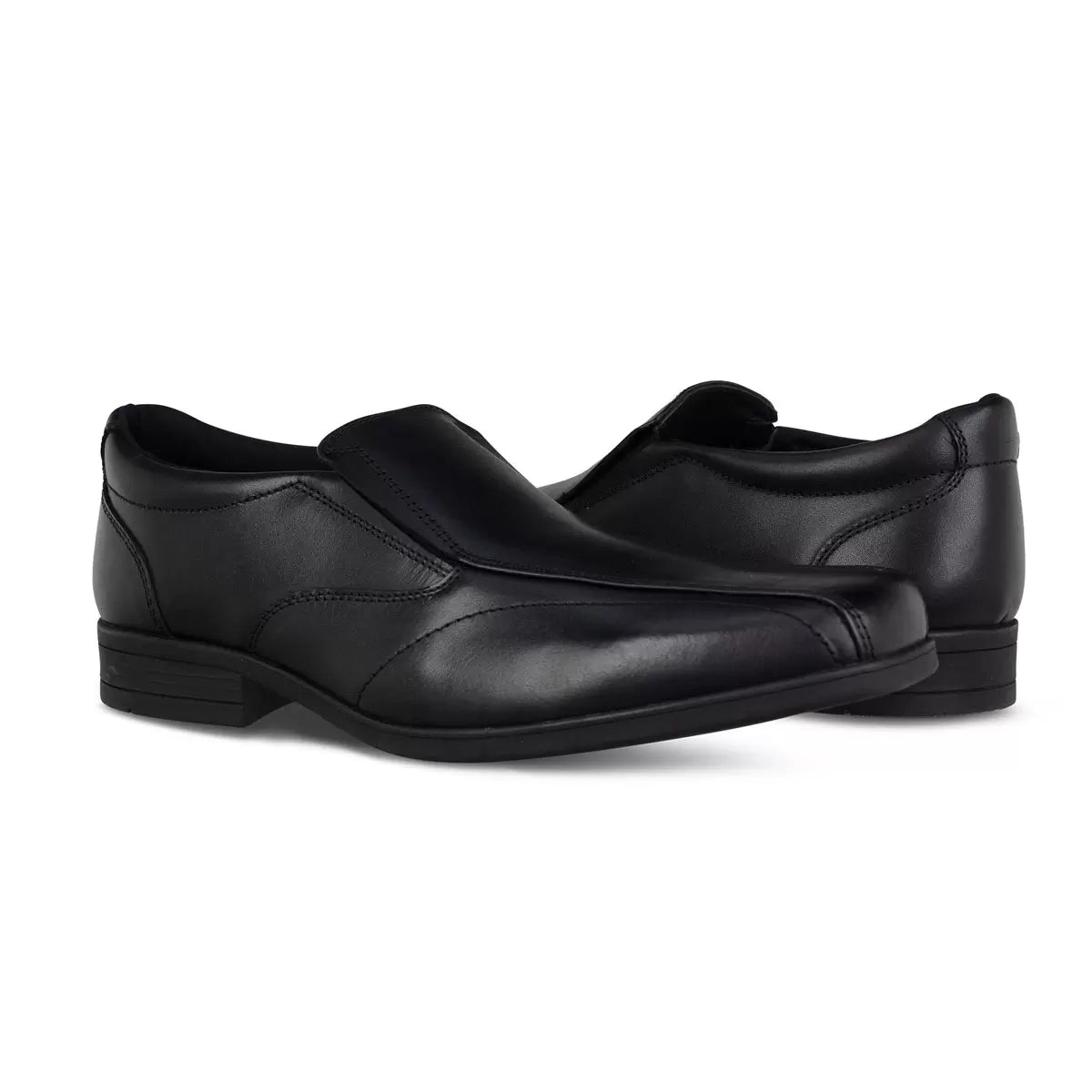 TeⓇm Harvey boys leather sleek slip on senior school shoes in black