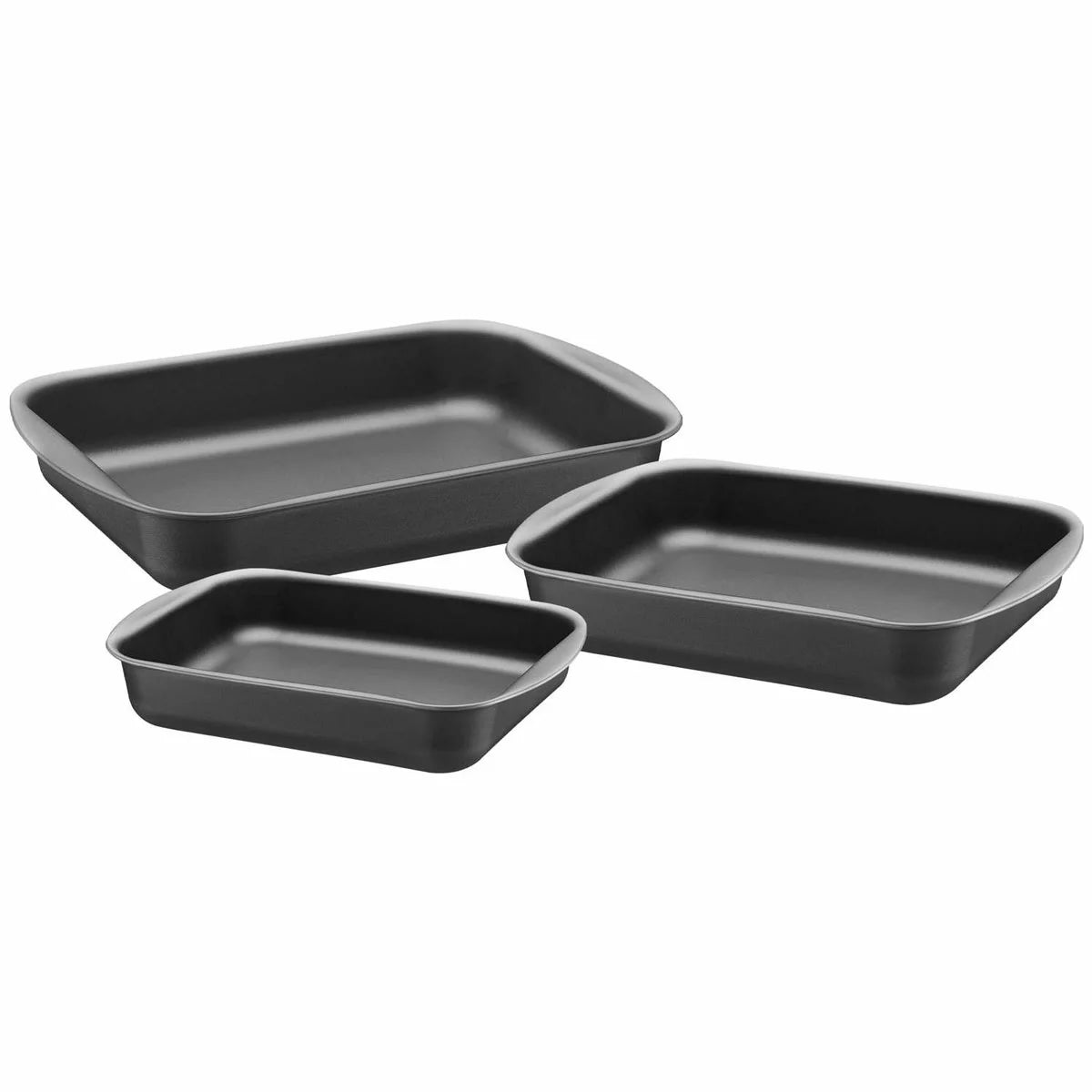 Tramontina 3 piece roasting pan set with durable oven-safe construction for roasting meats, vegetables, and family meals.