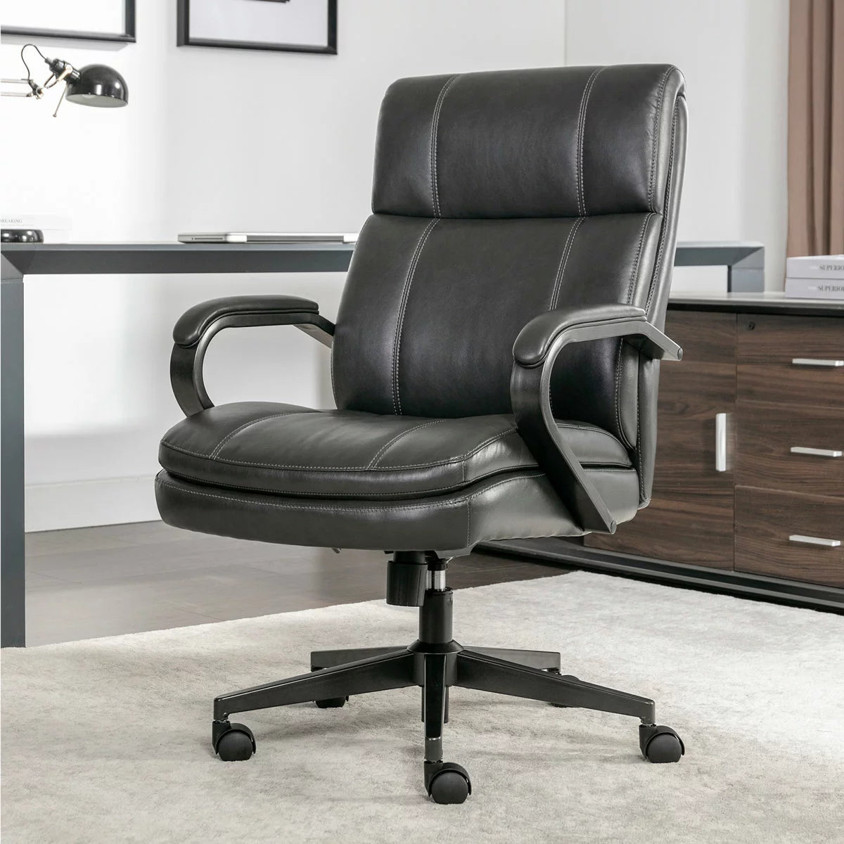True Innovations mid back managers office chair ergonomic design for workplace comfort