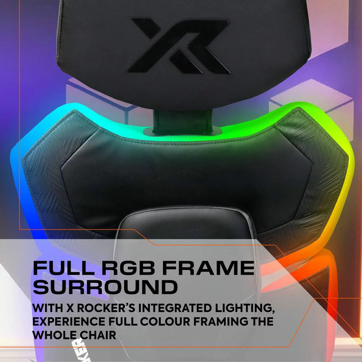 Black gaming chair with RGB LED lighting, ergonomic design, padded seat, and adjustable reclining features for gamers and streamers.