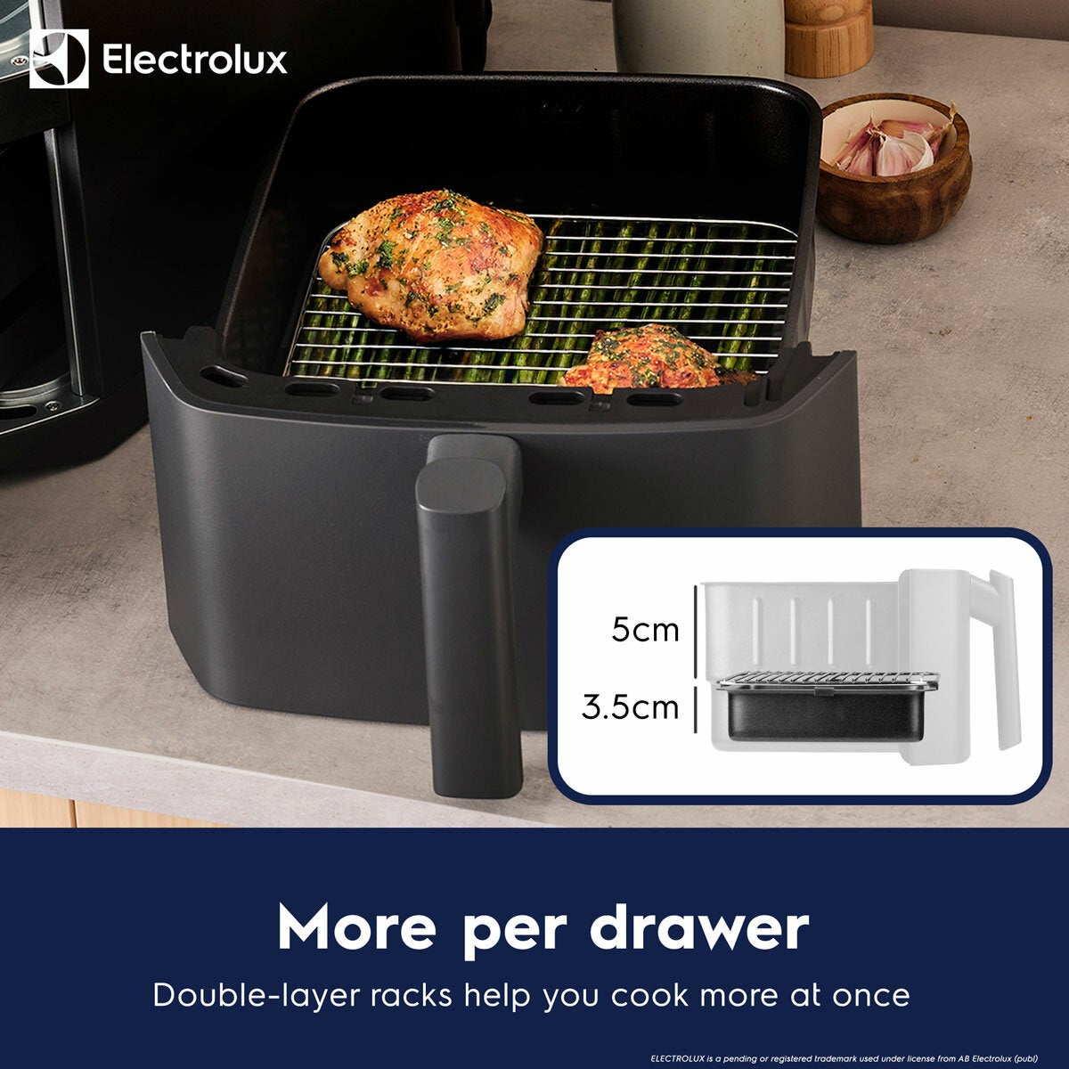 Electrolux 12L stacked dual drawer air fryer, view 5