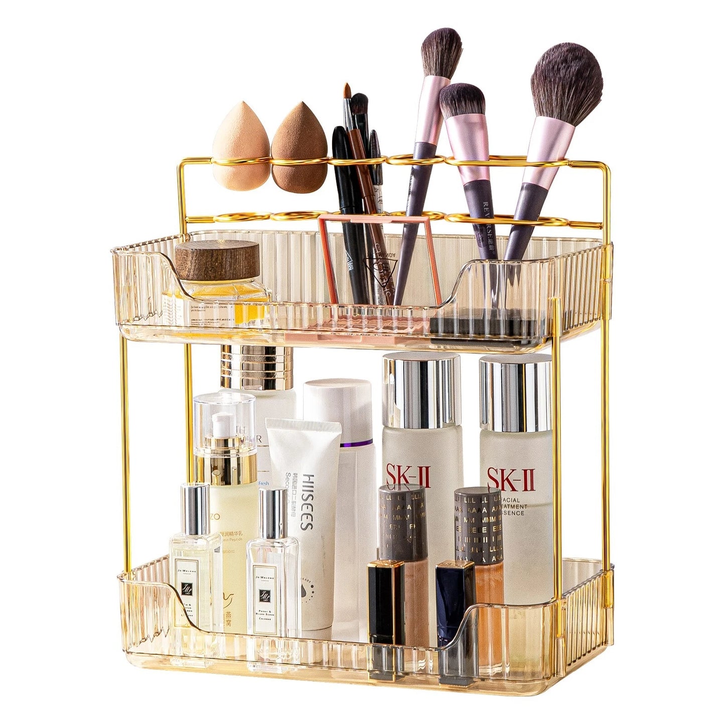 2 tier cosmetic makeup organiser shelf for perfumes, skincare and vanity storage-7