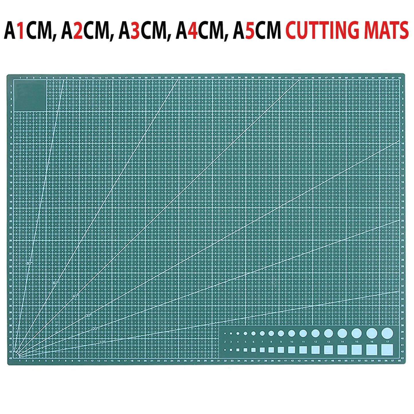 Self-healing cutting mat craft board with non-slip surface and measurement grid for sewing, crafting and design work