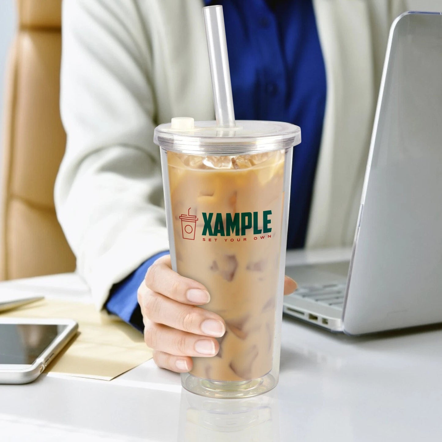 24oz reusable clear bubble tumbler cup with straw for boba tea smoothies iced coffee and cold drinks