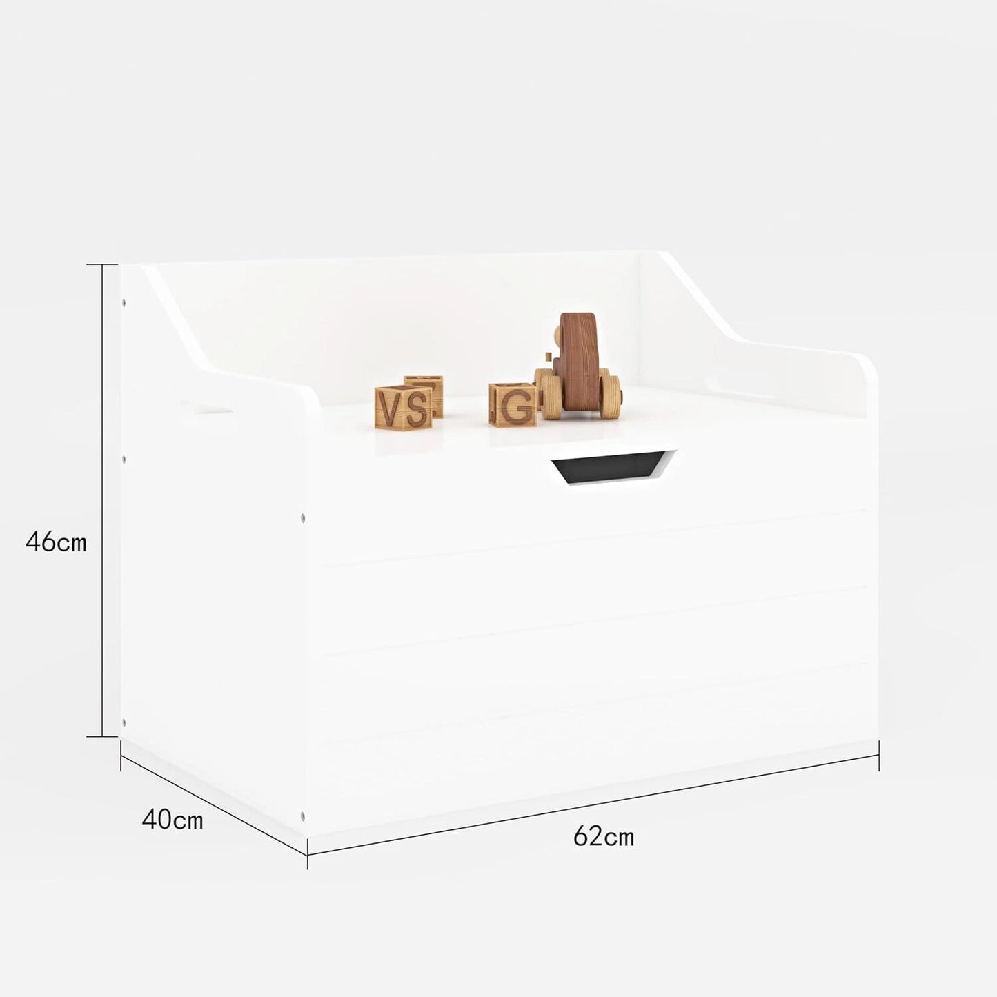 Wooden kids toy box storage chest bench with safety hinged lid for nursery and playroom organization-2