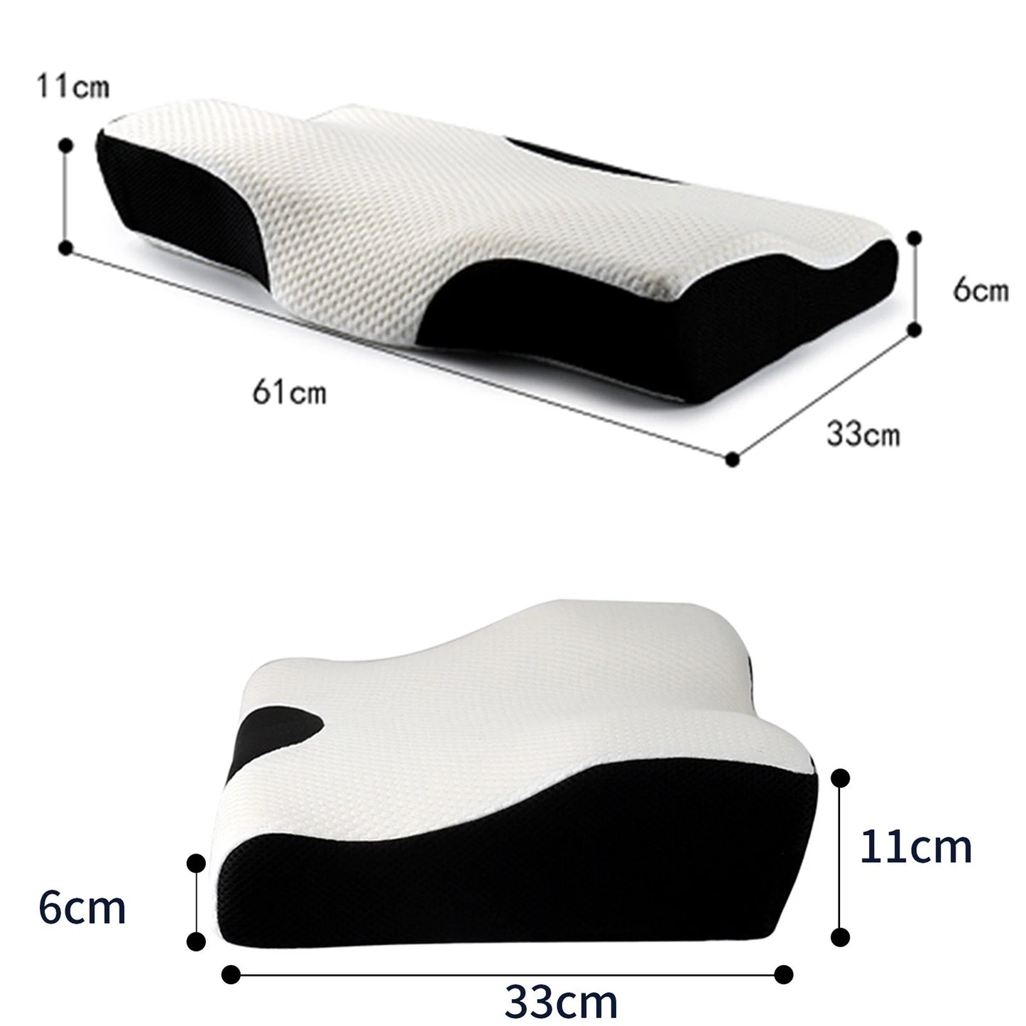 Memory foam contour orthopaedic pillow for neck back support sleeping cervical spine alignment cushion UK-2