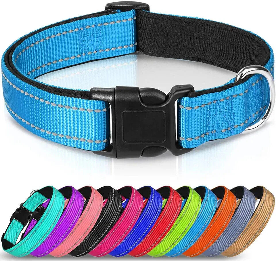 Reflective Breathable Neoprene Dog Collar Lead | Adjustable Padded Leash | Best For Safe Daily Dog Walking