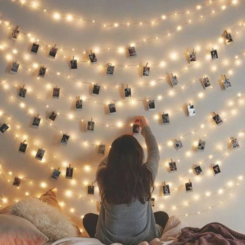 LED photo string fairy lights with clips for hanging pictures 10 to 40 photos window and wall home decor lighting-2