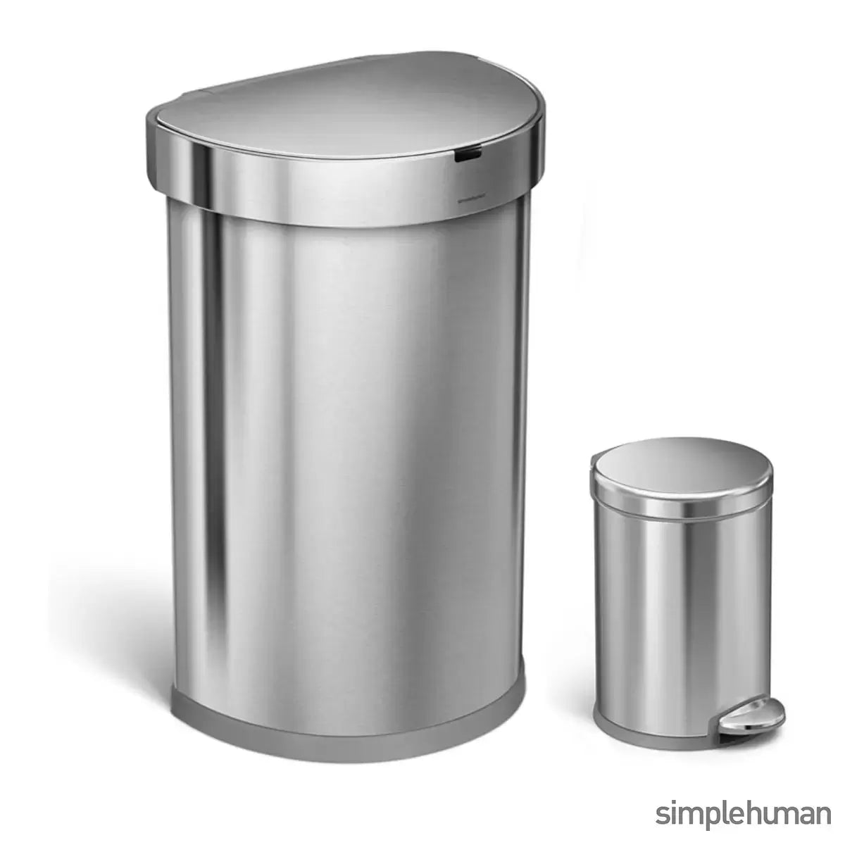 simplehuman 45L sensor bin and 4.5L pedal bin stainless steel touch free waste bin set