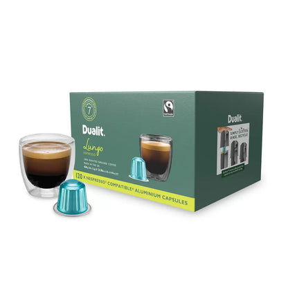 Dualit Nespresso Compatible Aluminium Capsules, 120 Servings | Fresh Aluminium Sealed Coffee Pods | Nespresso Machine Users