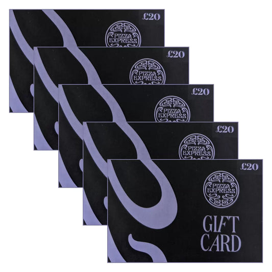 £100 Pizza Express Gift Cards Multipack with 5 x £20 restaurant dining gift cards