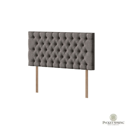 Pocket Spring Bed Company Florence light grey Chesterfield buttoned fabric headboard