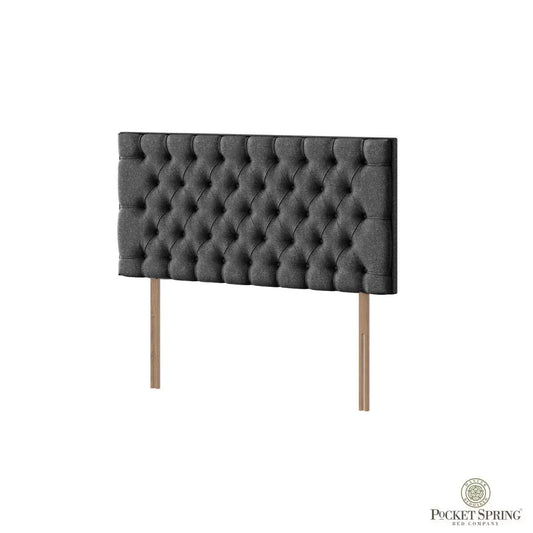 Pocket Spring Bed Company Florence grey Chesterfield buttoned fabric headboard