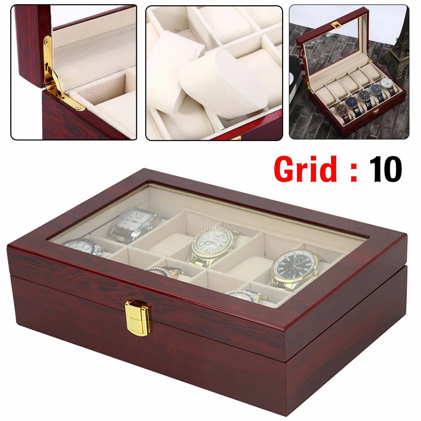 Wooden Watch Storage Box | Jewelry Collection Organizer | Display Case Gift Holder