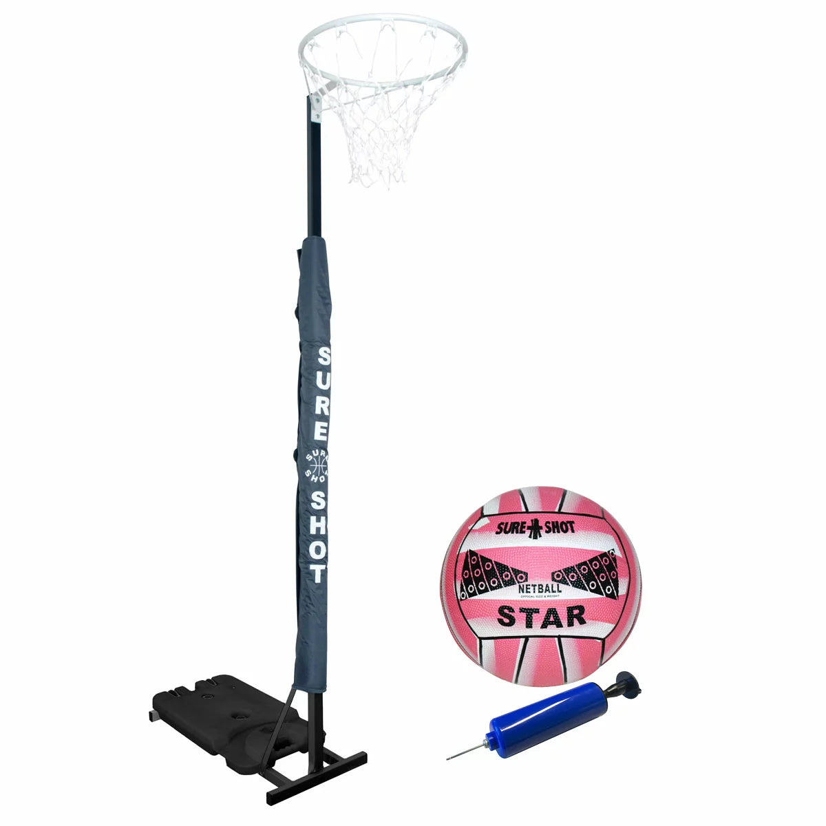 10ft junior netball unit grey padded adjustable safe kids play