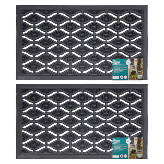JVL Elipses Eyes rubber door mat 40 x 70cm 2 pack