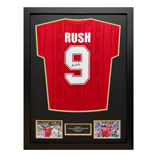 Allstarsignings Ian Rush signed framed retro Liverpool shirt