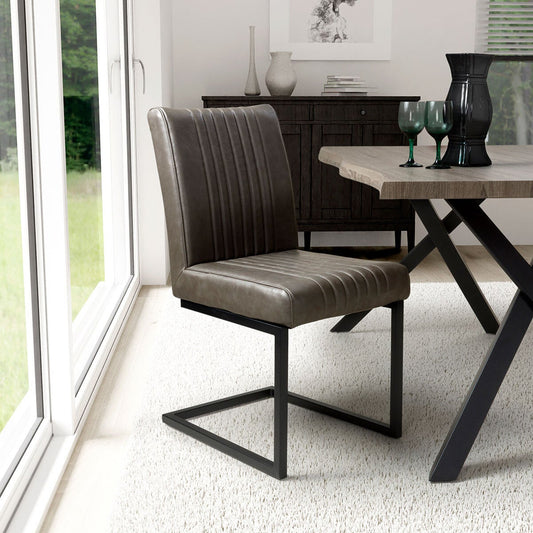 Shankar Archer grey faux leather cantilever dining chair 2 pack