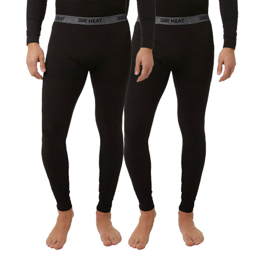 32 Degrees men's heat base layer pants black 2 pack