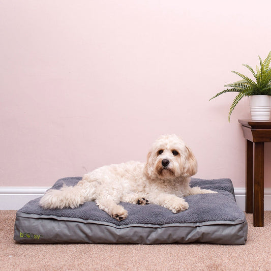 bECOsy medium waterproof orthopaedic pet bed grey 91 x 58 cm