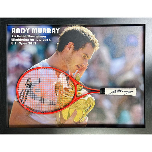 Allstarsignings Andy Murray signed framed Head Radical tennis racket, 86 x 66 cm