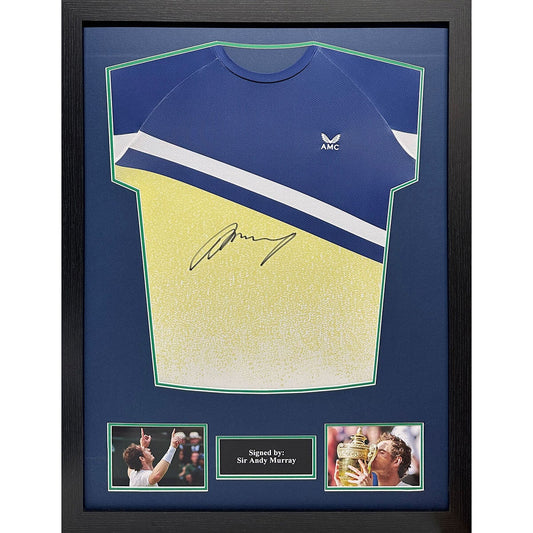 Allstarsignings Andy Murray signed framed Castore AMC tennis shirt, 86 x 66 cm