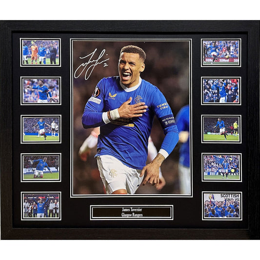Allstarsignings James Tavernier signed framed Rangers photograph, 55.5 x 66 cm